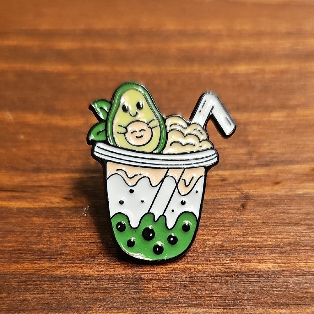 Cute Avocado Boba Enamel Pin